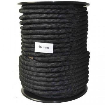 Cuerda negra trenzada sin alma de polietileno reciclado de 6 mm, 4 kg,  color negro