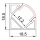 CONTEST TAPEprofil-C, barra aluminio 2 m, 19x19mm 45º para LED