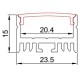 CONTEST TAPEprofil-D, barra aluminio 2 m, 15x24mm para tiras LED