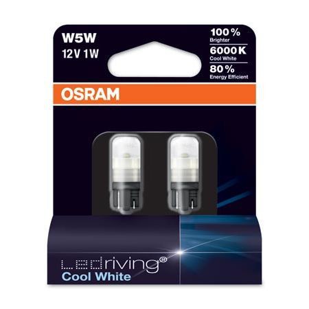 OSRAM LED Premium Retrofit W2.1x9.5d, LED-W5W, interior lighting,  2850CW-02B, cool white, 12 V passenger car, double blister (2 Unit) :  : Automotive