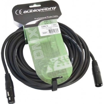 Audiophony Cable DMX CDMX-10 XLR macho 3 pin y hembra 3 pin de 10 m conectores negros