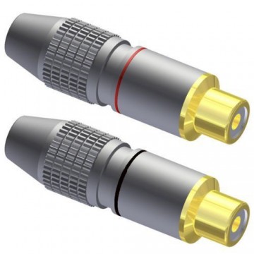 PROCAB CONECTOR RCA HEMBRA AEREA PACK 2 UNIDADES ROJO Y NEGRO