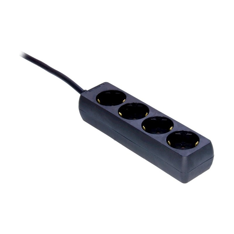 REGLETA 3 TOMAS SCHUKO SIN INTERRUPTOR NEGRA CON CABLE 1,5MTS