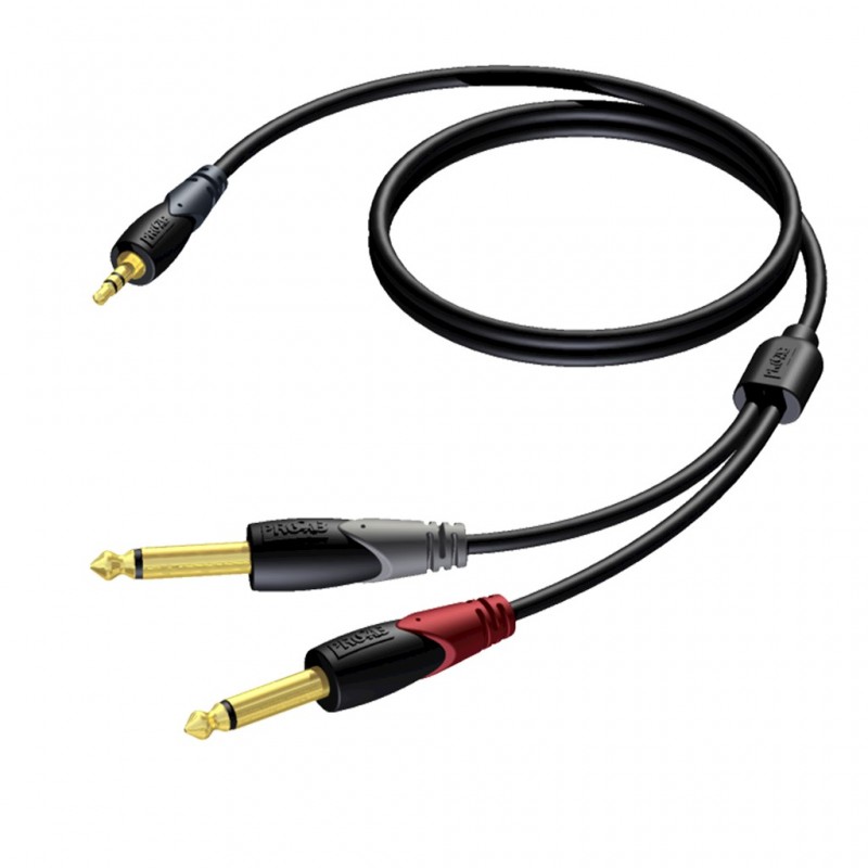 Cable con 1 mini Jack Stereo a 2 Jack Mono de 3 metros