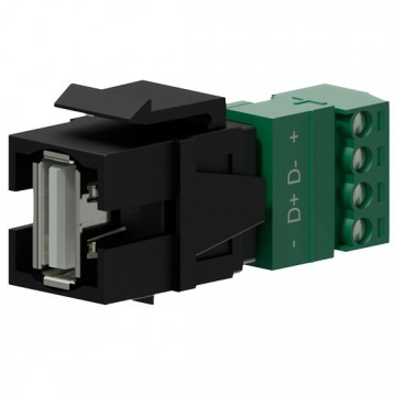 PROCAB Conector USB 2.0 A - terminal con tornillos color negro 