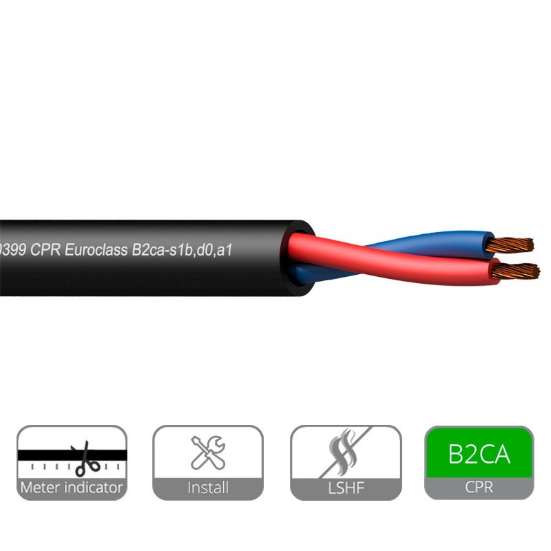 Cable de altavoz 2 x 2,5 mm² 13 AWG RCP Euroclase B2ca-s1b, d0, a1