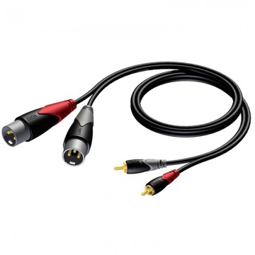 PROCAB CABLE 2 XLR 3 Pin MACHO a 2 RCA MACHO de 3m.