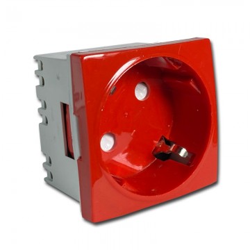 Schuko 16A (45 x 45 mm) Rojo para cajas con carril