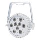 LEDj Proyector 9 LED 10W RGBWAUV PAR IP65 Cuerpo blanco