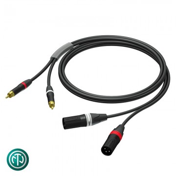 PROCAB cable 2 XLR macho a 2 RCA 1,5 m Ultraflex Neutrik