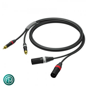 PROCAB cable 2 XLR macho a 2 RCA 3 m. Ultraflex Neutrik