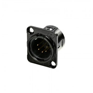 REAN XLR CHASIS 5 PIN cuerpo NEGRO contactos ORO