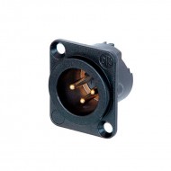 NEUTRIK XLR MACHO CHASIS 3 PIN color NEGRO contactos ORO