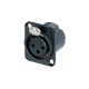 NEUTRIK XLR 3 PIN HEMBRA AEREO cuerpo NEGRO contactos ORO