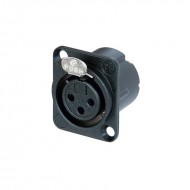 NEUTRIK XLR 3 PIN HEMBRA CHASIS cuerpo NEGRO contactos PLATA