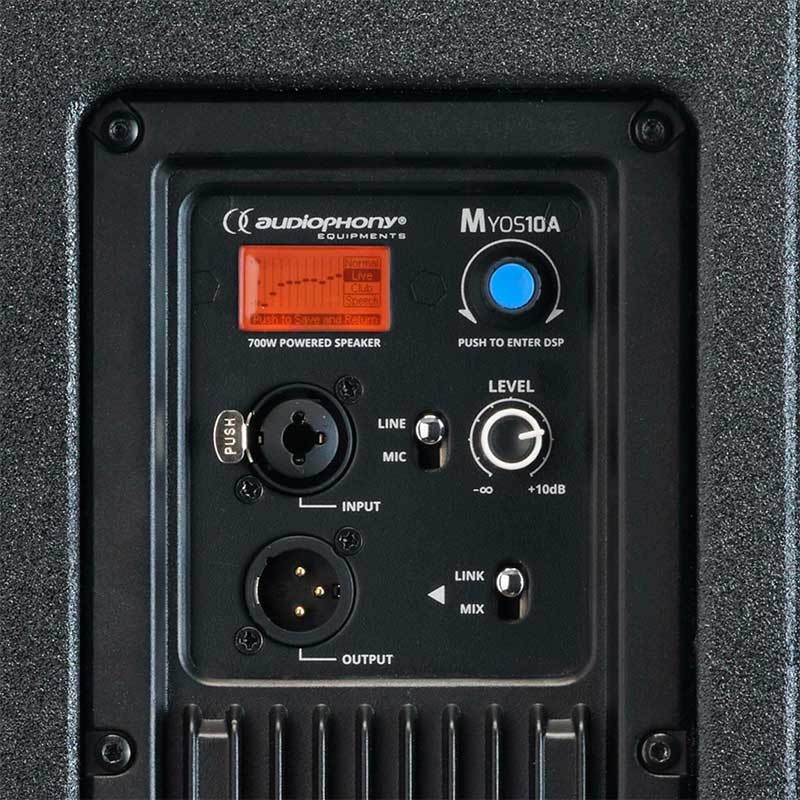 Altavoz activo 10″ de 700 W RMS con DSP integrado. Audiophony Myos10A
