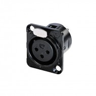 REAN XLR HEMBRA CHASIS 3 PIN cuerpo NEGRO contactos ORO