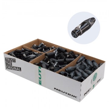 CONECTOR XLR 3P HEMBRA AEREO NEGRO CONTACTOS PLATADESMONTADO Neutrik CAJA 100 U