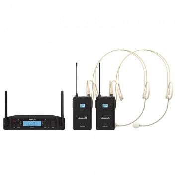 Audibax AWM 203 Sistema Inalámbrico MicrófonoDiadema de 2 Canales UHF