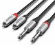 Audibax Pro Cable 2 Jack Mono a 2 RCA 1 Metro Negro