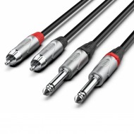 Audibax Pro Cable 2 Jack Mono a 2 RCA 1 Metro Negro