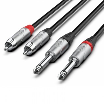 Audibax Pro Cable 2 Jack Mono a 2 RCA 1 Metro Negro