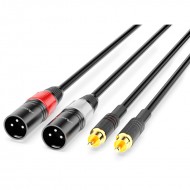 Audibax Silver Black Cable 2 x XLR Macho a 2 x RCA3 Metros