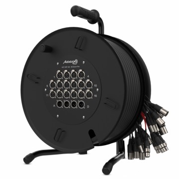 Audibax Pro MC XLR 164 - 30 Metros Drum Pro Carrete Escenario 16 Entradas XLR y 
