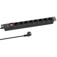 AUDIBAX PSR8-SF Regleta 8 Tomas Schuko formato Rack 19" 1U con Int. On/Off