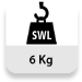 Carga máxima soportada (SWL o CMU): 6 Kg.